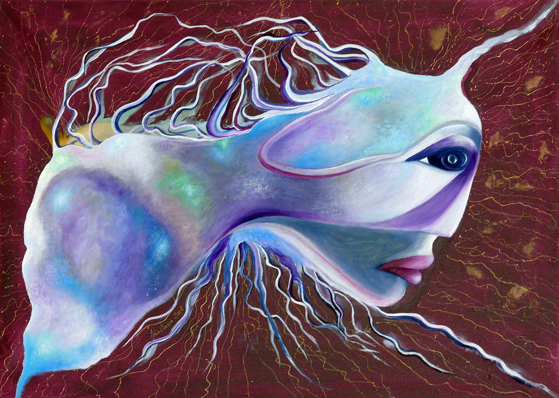 Extraterrestrial at sea (Paint inspired by poetry by Giulia Occorsio)